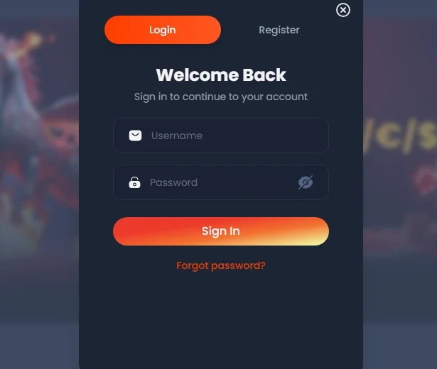 Forza Bet casino login form